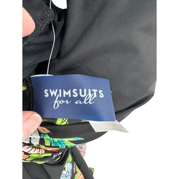 Swimsuits For All Floral Print Swimsuit Swimdress Black & Multicolor - Picture 9 of 13